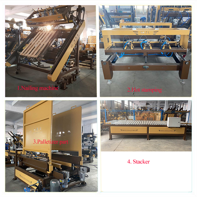 Automatic wood pallets nailing making machine line