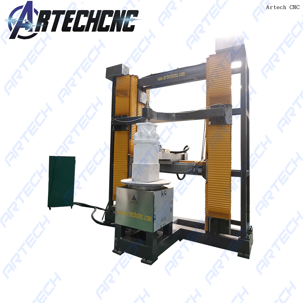Stone Machine Vertical 4 Axis CNC Stone Carving Machine With Vertical Rotary To Make 3D Sculptures Statues